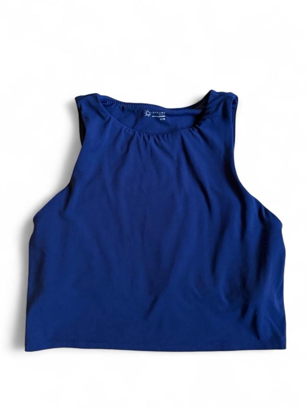 aerie Deep Blue High-Neck Cropped Tank